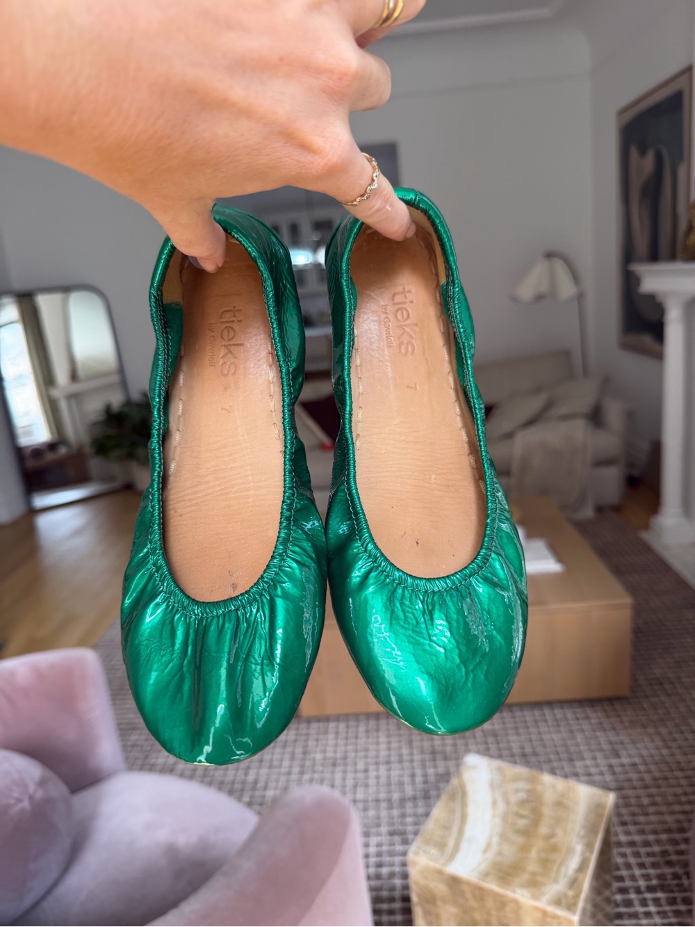 Tieks Metallic Emerald Green Ballet Flats